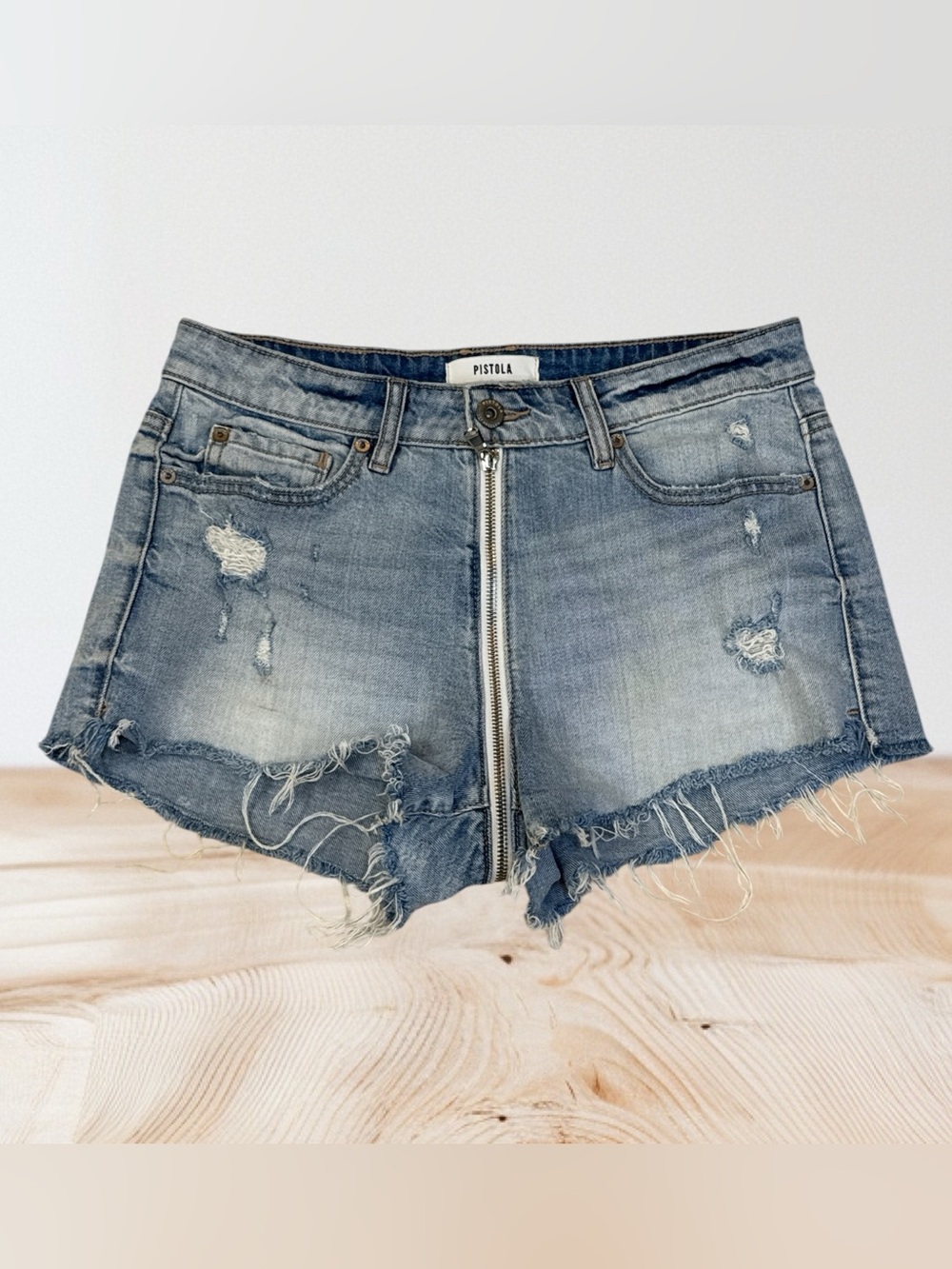 Pistola Denim Winston High Rise Distressed Full Zipper Jean Shorts Women’s